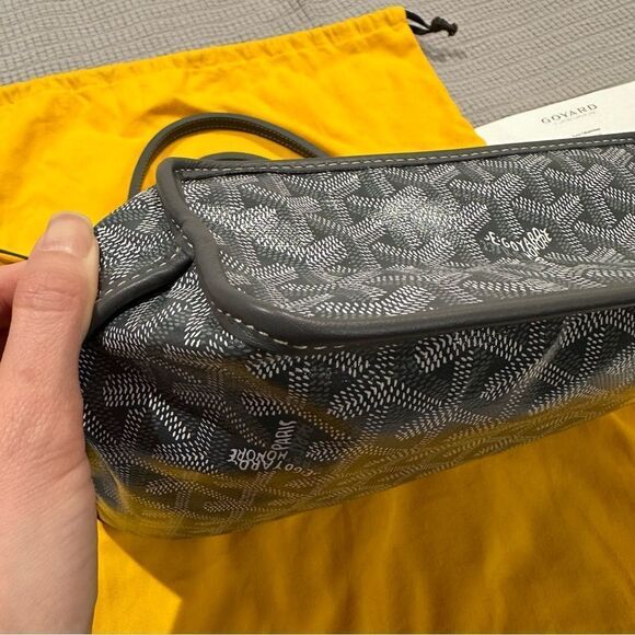 New Goyard Mini Anjou Canvas Leather Reversible Mini Tote Bag Grey White - Picture 7 of 15